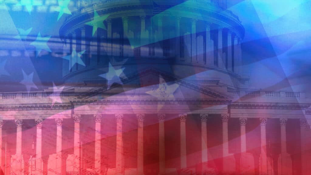 u.s. elections abstract background white house american national flag
